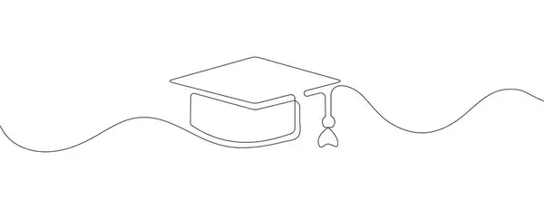 Tapa Graduación Dibujo Línea Continua Educación Graduación Símbolo Éxito Vector Ilustración De Stock