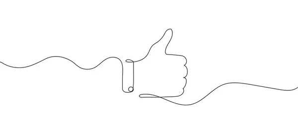 連続的なライン スタイルで親指を上げるジェスチャーを作る手 承認および肯定性を表すベクトル グラフィック ソーシャルメディア デジタルイラストでの使用に最適 ストックベクター