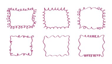 Çerçeveler elle çizilmiş. Bu koleksiyonda, boş siyah kare ve zarif çizimlere sahip dikdörtgen etiketler de dahil olmak üzere klasik resim çerçeve karalama etiketleri yer alıyor. Ana hatlar ve fotoğraf sınırları için mükemmel.