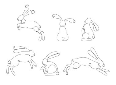 Paskalya Tavşanı sürekli bir taslak tarzında. Bu basit ama büyüleyici tasarım Paskalya temalı projeler için mükemmel, tebrik kartları, posterler, sosyal medya grafikleri ve daha fazlası gibi. Düzenlenebilir