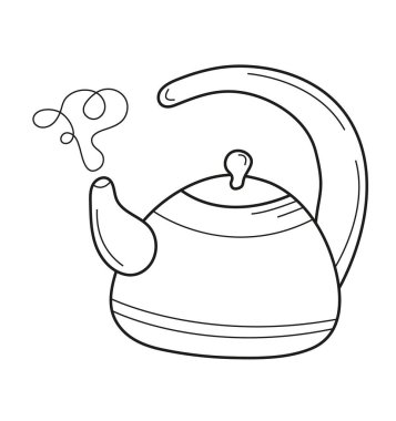 Çaydanlık, mutfak gereçleri vektörü. Mutfak projeleri, yemek tarifi kitapları, yemek blogları, mutfak dekorasyonu ve eğitim malzemeleri için mükemmel. İllüstrasyon bunu herhangi biri için ideal bir seçim yapıyor.