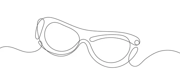 stock vector continuous line art drawing of sunglasses designed for eye protection against ultraviolet UV rays. This minimalist illustration captures the essential shape and function of sunglasses, making it a