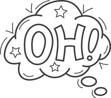 Oh kelime, çizgi roman tarzı patlama efektleri ve dinamik elementler, zap, bam, vektör illüstrasyonu