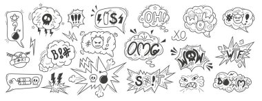 Negatif ifadeler ve kötü kelimeler genellikle sosyal medya paylaşımları vektörlerinde kullanılır. Sanat eserleri küfürlü kelimelerin yerini almak için yaratıcı bir şekilde semboller kullanır. Hayal kırıklığının ve öfkenin özünü oyuncu bir şekilde yakalar.