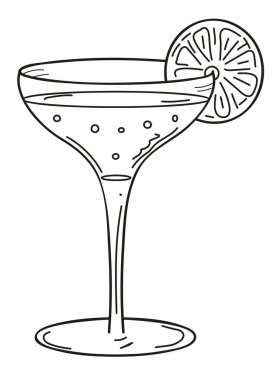 Popüler kokteyller. Mojito, Margarita, Daiquiri, Tequila, Wine, Cosmopolitan ve daha niceleri gibi ikonik alkollü içecekleri içerir. Dekoratif karalama tarzı öğeler menüler, bar promosyonları, parti davetiyeleri veya yaz içkisi temalı tasarımlar için mükemmeldir..