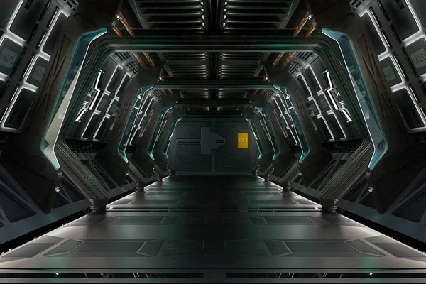 Science Fiction Fantasi Korridor Rymdstation Eller Stjärnskepp Rendering — Stockfoto