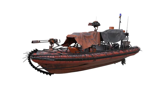 Lifeboat Dinghy Zombie Protection Weapons Fantasy Post Apocalyptic World Rendering — Stock Photo, Image