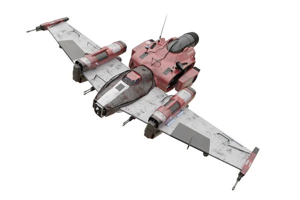 未来派科幻奇幻战士宇宙飞船在飞行 孤立的3D渲染 — 图库照片