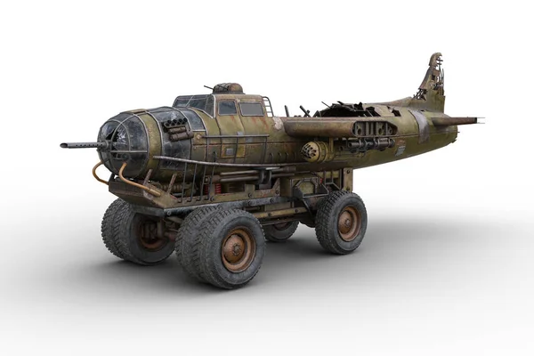 Camion Monstre Post Apocalyptique Construit Partir Épave Vieil Avion Guerre — Photo