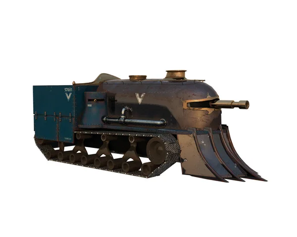 Fantasía Tanque Steampunk Con Cañón Grande Parte Delantera Ilustración Aislada —  Fotos de Stock