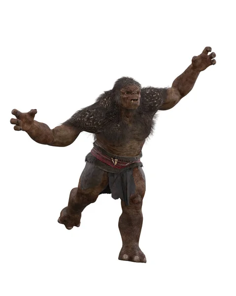Fantasy Troll Running Aggressive Pose Isolated Rendering — Stock Photo, Image