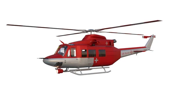 Helicóptero Rescate Ambulancia Aérea Roja Representación Aislada — Foto de Stock