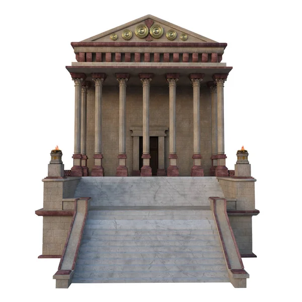 Isolerad Illustration Ett Antikt Romerskt Tempel Eller Hus Med Stentrappa — Stockfoto
