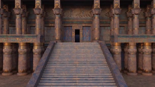 Прогулянки Сходами Входу Стародавній Єгипетський Храм Або Гробницю Анімація — стокове відео