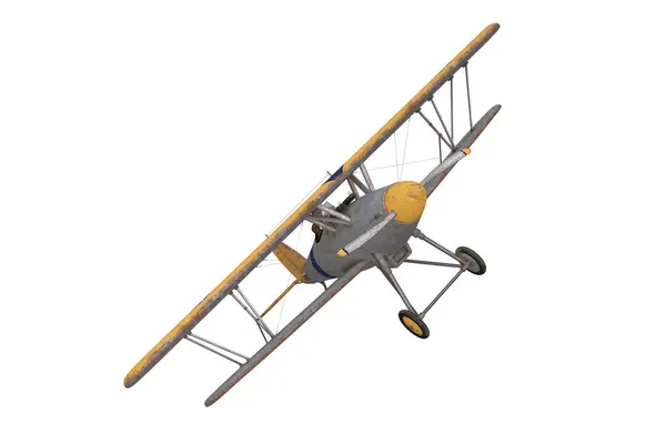 Alter Jagdflugzeug Doppeldecker Flug Gerenderte Illustration Isoliert Auf Leerem Hintergrund lizenzfreie Stockbilder