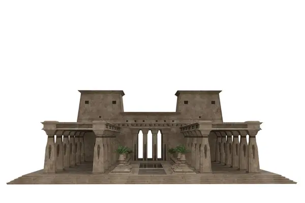 Altägyptischer Königspalast Oder Tempelbau Mit Steinsäulen Isolierte Darstellung Stockbild