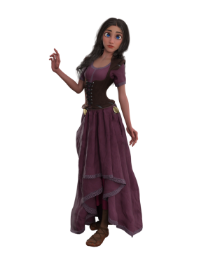 Ortaçağ kızı 3D çizgi film karakteri. İzole edilmiş üç boyutlu illüstrasyon.