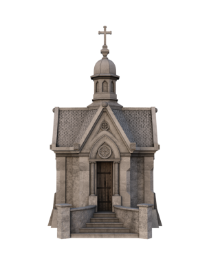 Eski bir Viktorya mozolesi. Şeffaf arkaplan ile izole edilmiş 3B oluşturma.