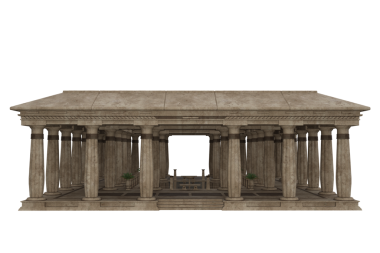 Eski Mısır sarayı ya da taş kolonları olan tapınak binası. İzole edilmiş 3B görüntüleyici.