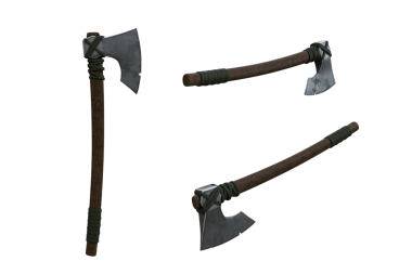 Viking sakallı balta ortaçağ silahı. 3 açılı 3d resimleme izole edildi.