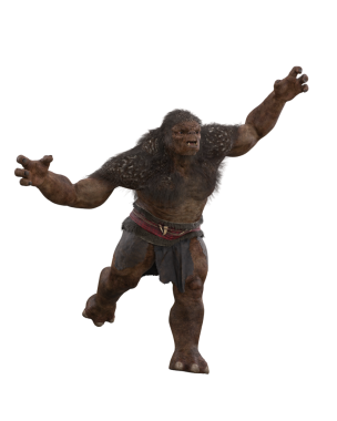 Fantezi Trol agresif bir şekilde koşuyor. İzole edilmiş 3B görüntüleme.