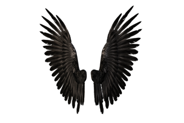 Kara şeytan ya da melek kanatlarını aç. 3B görüntüleme şeffaf arkaplanda izole edildi.