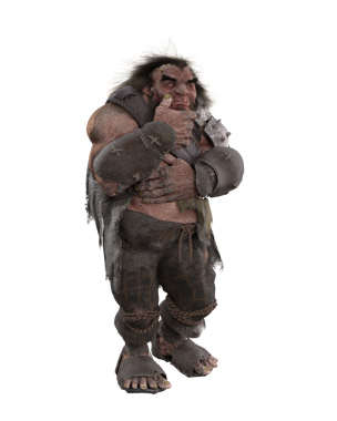 Fantezi devi ya da düşünceli bir cüce. 3B resimleme izole edildi.