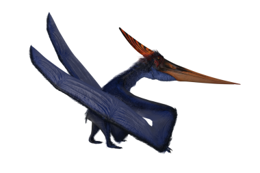 Turuncu armalı Mavi Pterandodon dinozoru. 3B görüntüleme.