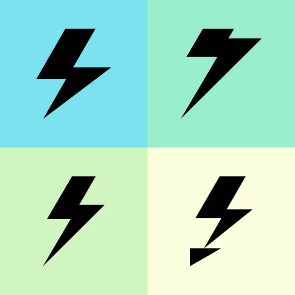 Black Lightning Shapes Color Background Flat Vector Illustration — Stock Vector