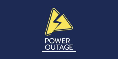 Elektrik kesintisi web pankartında yıldırım sembolünün çatlak efektli bir uyarı işareti var.