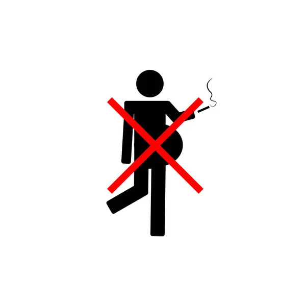 Forbidden Pregnant Women Smoke Sign Crossed Out Pregnant Cigarette — Stock Vector