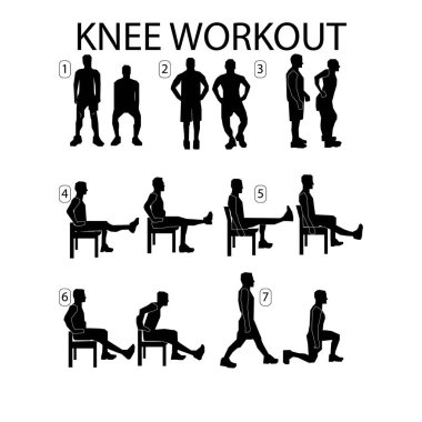 Dizler için jimnastik. Bir adamın silueti.