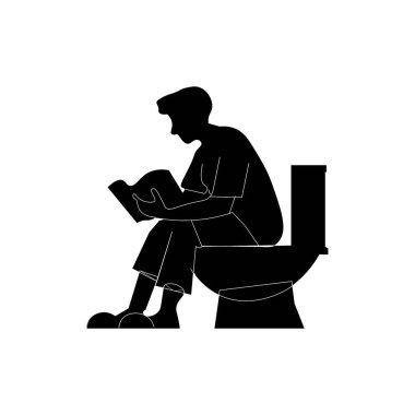Tuvalette kitap okuyan adam silüet işareti