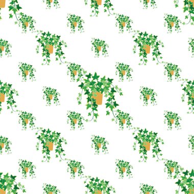 floral background, seamless plant texture with houseplants, Lvy