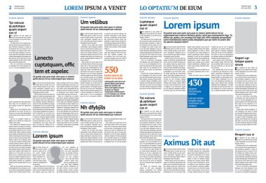 Mavi başlıklı gazete tasarım şablonu