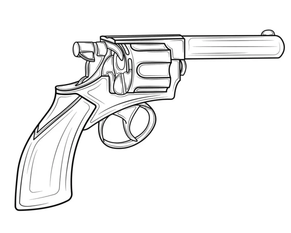 Revolver Pistolet Isolé Sur Fond Blanc — Image vectorielle
