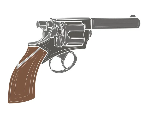 Pistolový Revolver Izolovaně Bílém Pozadí — Stockový vektor