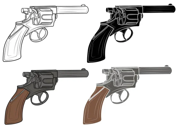 Jeu Revolver Pistolet Isolé Sur Fond Blanc — Image vectorielle