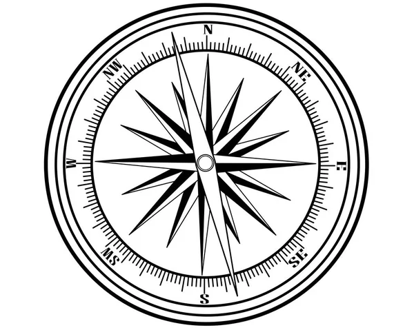 Realistické Kompas Izolované Bílém Pozadí — Stockový vektor