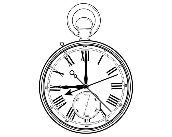 stock vector Old clock with stopwatch and Roman numerals.