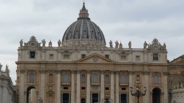 Vue Panoramique Façade Église Pierre Dans Cité Vatican Rome Monuments — Video