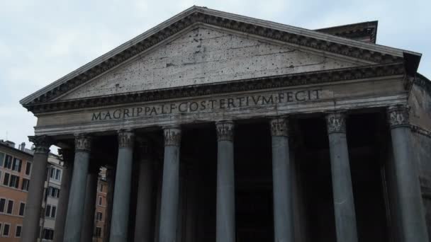 Pohled Zepředu Slavnou Pantheonskou Památku Římě Itálie Starověká Římská Říše — Stock video
