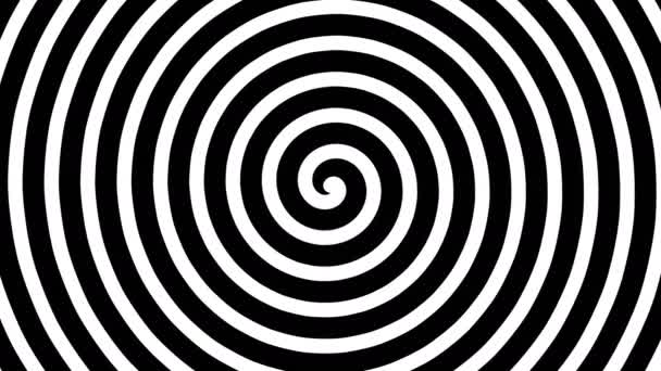 Zwart Wit Concentrische Cirkels Spiraalvormige Bewegende Grafische Achtergrond Visuele Optische — Stockvideo