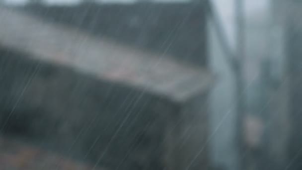 Zware Regenval Tijdens Een Storm Slechte Weersomstandigheden — Stockvideo