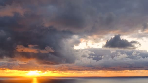 Aerial Stormy Sea Clouds Sunset Timelapse Climate Weather Nature Science — Video Stock