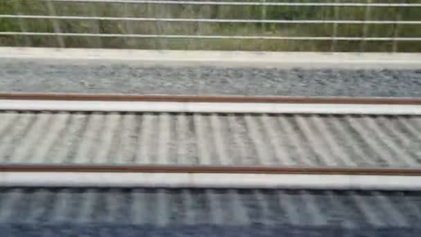 Fast Moving Railway Road Line Infrastructure Industrial Goods People Transportation — Vídeo de stock