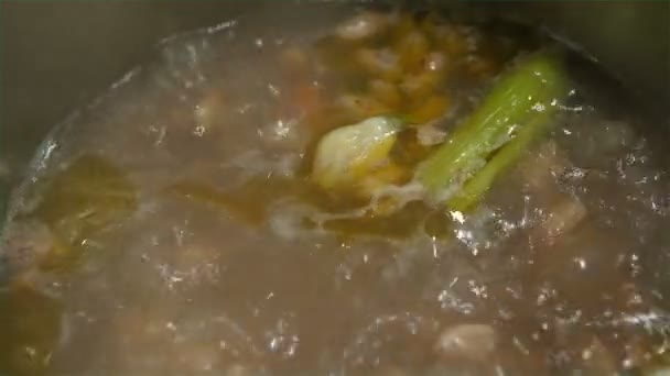 Slow Motion View Vegetable Beans Soup Boiling Cooking Pot Healthy — Stock videók