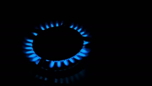 Κουζίνα Αερίου Methan Κλείνει Ενώ Καίγεται Όχι Ανανεώσιμες Πηγές Ενέργειας — Αρχείο Βίντεο