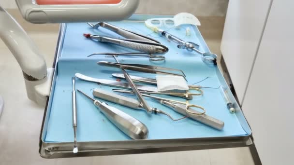 Używane Instrumenty Dentystyczne Ubytku Zębów Narzędzia Robocze — Wideo stockowe