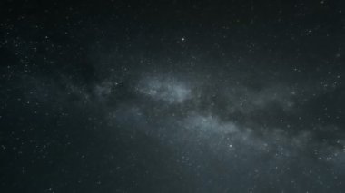 Yıldızlı Samanyolu takımyıldızları hareketli ve evrensel alan dönüşlü derin gece gökyüzü, dış uzay, 4k.